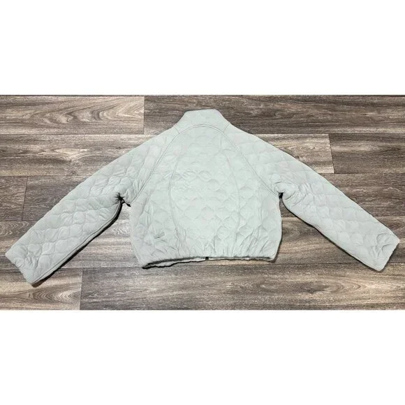 Lululemon Quilted Bomber Zip-Up Jacket Gray Size 8 Cotton-Blend Cropped Casual - Picture 9 of 11